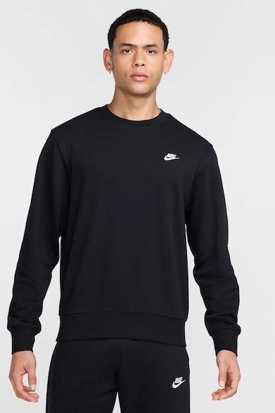 Bluza de trening cu decolteu la baza gatului si logo brodat - Negru