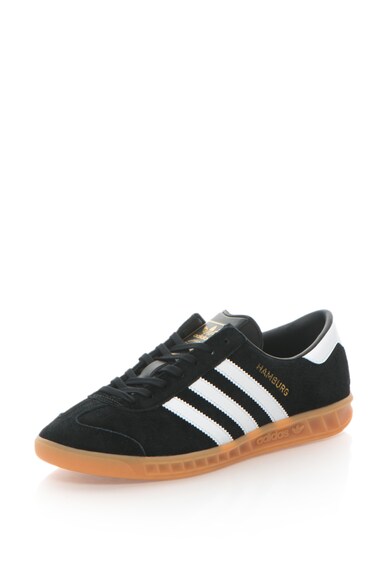 adidas Originals Pantofi sport cu dungi emblematice Hamburg, Negru/Alb Barbati