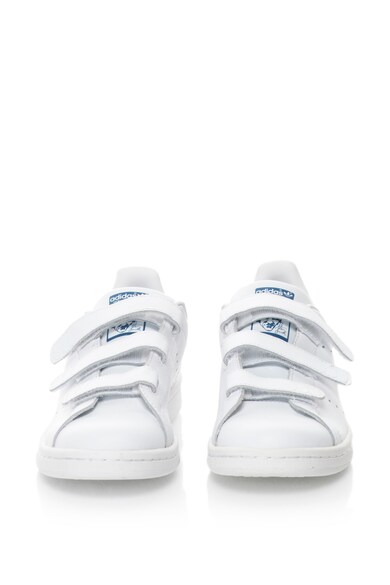 adidas Originals Pantofi sport de piele Stan Smith, Alb/Albastru inchis Baieti