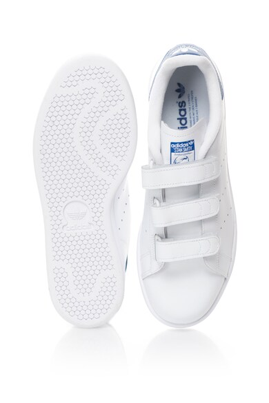 adidas Originals Pantofi sport de piele Stan Smith, Alb/ Albastru Barbati