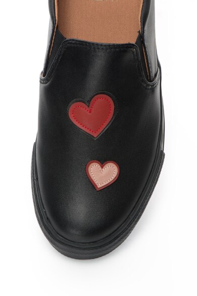Love Moschino Pantofi slip-on de piele sintetica cu detaliu in forma de inima si broderie Femei