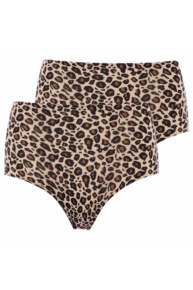 Set de chiloti hipster cu talie inalta - fara cusaturi - 2 piese - Negru/Bej