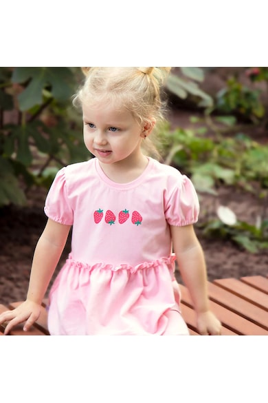 Rochie cu capsunele - Strawberry and Love - Roz - pentru fetite - Roz