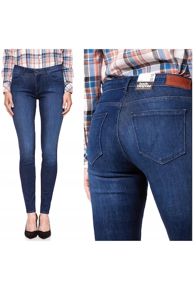 Blugi Dama - Skinny W25-L32 - Bumbac - Zipper - Lung - 20 Buzunare 2 Mari 2 Medii Exterioare1 Mic Interior - Talie Joasa - Albastru