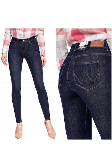 Blugi Dama - Super Skinny W24-L32 - Bumbac - Zipper - Lung - 23 Buzunare 2 Mari 2 Medii Exterioare1 Mic Interior - Talie Joasa - Albastru