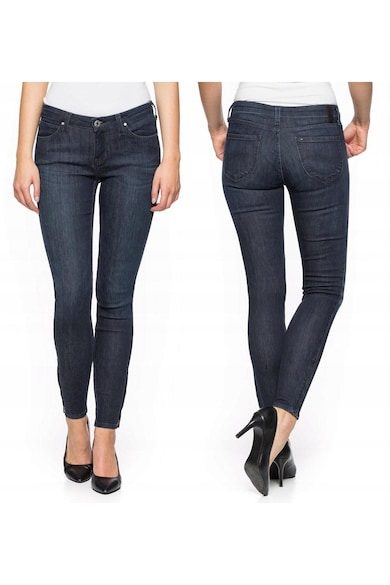 Blugi Dama - Scarlett - W27-L33 - Bumbac - Fermoar - Lungi - Talie Medie - 5 Bunzuare - High-Quality - Albastru Inchis