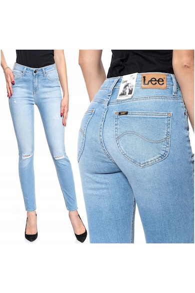 Blugi Dama - Scarlett High 27/33 - Bumbac - Zipper - Lung - 5 Buzunare 2 Mari 2 Medii Exterioare1 Mic Interior - Talie Inalta - Albastru