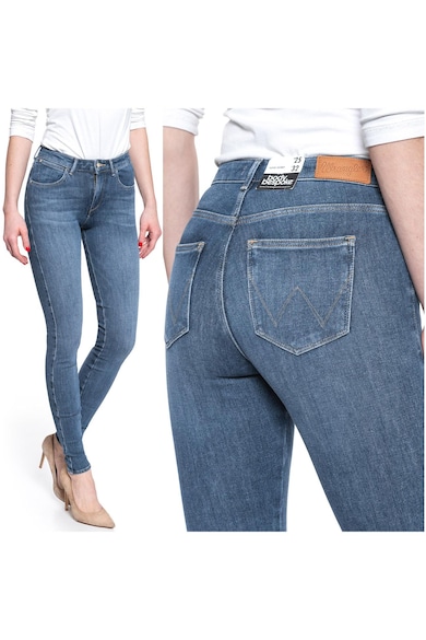 Blugi Dama - Super Skinny 24/32 - Bumbac - Zipper - Lung - 5 Buzunare 2 Mari 2 Medii Exterioare1 Mic Interior - Talie Medie - Albastru