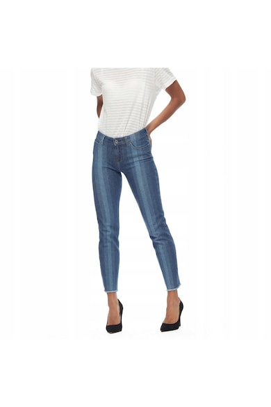 Blugi Dama - Elly Cropped W29-L31 - Bumbac - Zipper - Lung - 5 Buzunare 2 Mari 2 Medii Exterioare1 Mic Interior - Talie Medie / Regulata - Albastru