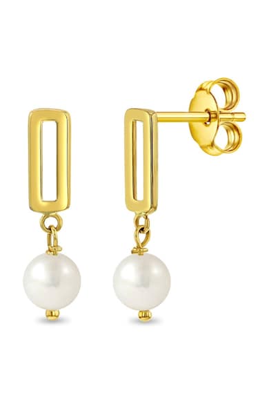 Cercei din Aur 14K pentru Copii - model Agrafa cu Perla de Cultura de Apa Dulce - inchidere cu Fluturas