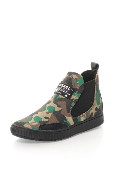 Diesel Pantofi sport slip-on de piele intoarsa cu model camuflaj Baieti