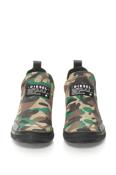 Diesel Pantofi sport slip-on de piele intoarsa cu model camuflaj Baieti