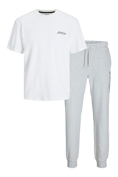 Set de tricou de bumbac si pantaloni de trening - Gri melange