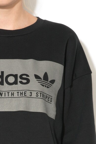 adidas Originals Bluza sport cu decolteu la baza gatului si logo, Negru Femei