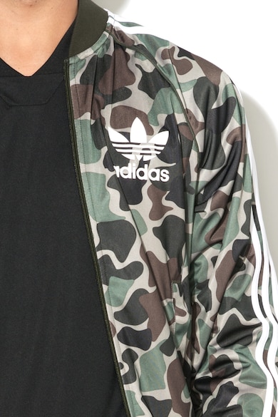 adidas Originals Jacheta sport cu imprimeu camuflaj si fermoar, Multicolor Barbati