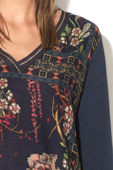 DESIGUAL Bluza cu decolteu in V, maneci lungi si imprimeu floral Femei