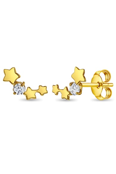 Cercei din Aur 14K pentru Adolescenti / Adulti - model Constelatie cu Pietre CZ - inchidere cu Fluturas
