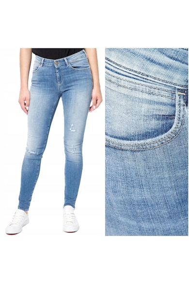 Blugi Dama - Skinny - W24-L32 US - Bumbac - Zipper - Lung - 5 Buzunare 2 Mari 2 Medii Externe 1 Mic Intern - Talie Joasa - Albastru