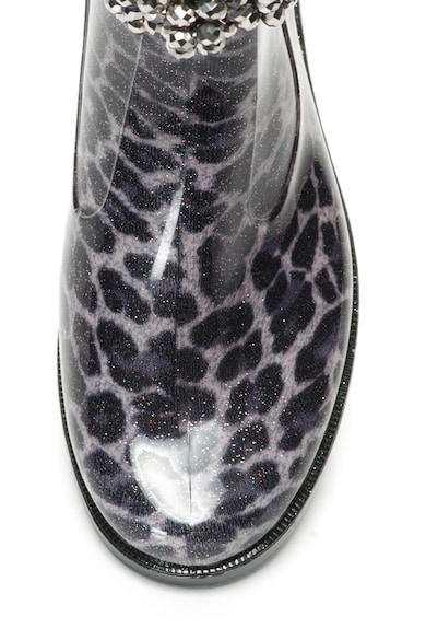 GUESS JEANS, Cizme de ploaie din cauciuc cu animal print si particule stralucitoare Baieti