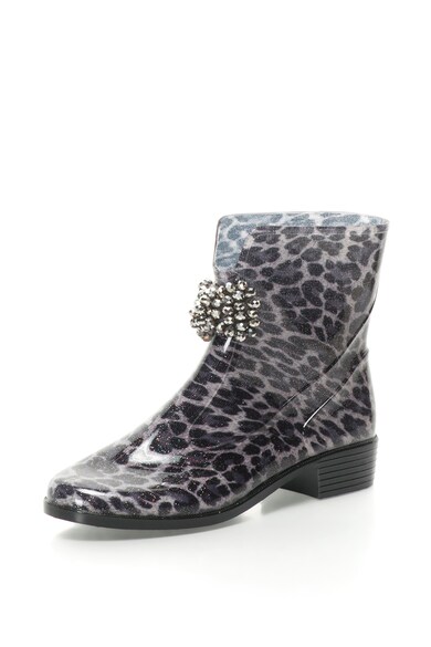 GUESS JEANS, Cizme de ploaie din cauciuc cu animal print si particule stralucitoare Baieti