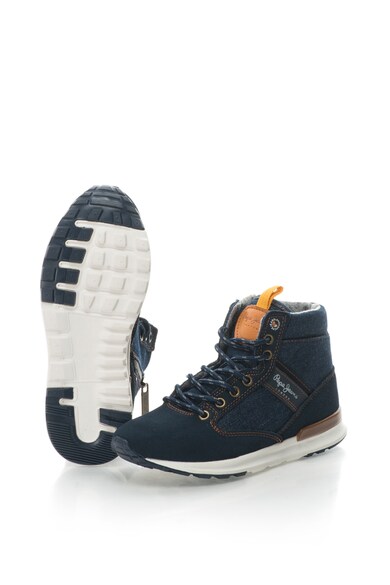 Pepe Jeans Pantofi sport mid-high cu insertii de piele intoarsa si denim Boston Denim Baieti