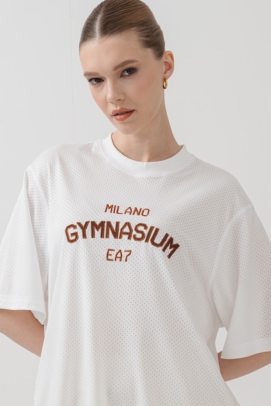 Tricou lejer din plasa cu broderie - Alb optic