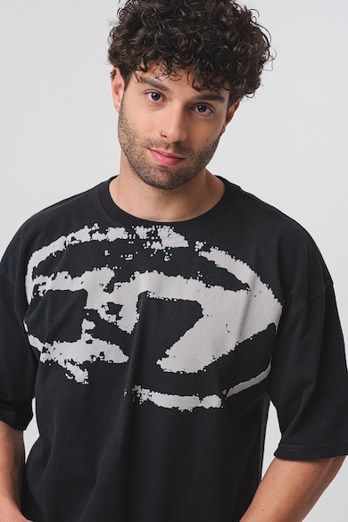 Tricou relaxed-fit din bumbac cu imprimeu Boxt - Gri deschis/Negru stins