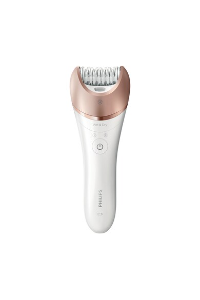 Philips Epilator  Satinelle Prestige Wet & Dry BRE652/00, 32 Puncte de prindere, 9 accesorii, 2 viteze, Acumulator, Alb Femei