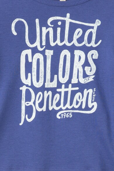 United Colors of Benetton Bluza de bumbac organic cu imprimeu text Fete