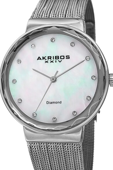 AKRIBOS XXIV Ceas cu cadran mother of pearl decorat cu 12 diamante Femei