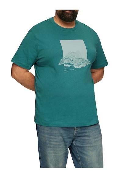 Tricou barbati big sizes la baza gatului din bumbac - cu imprimeu Grafic si croiala Regular fit - Big Sizes