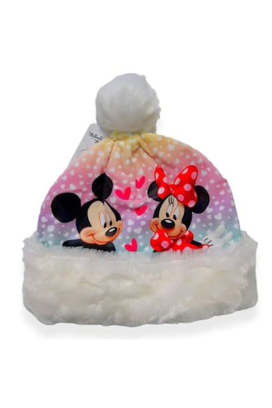 Caciula copii Minnie Mouse - alb - 100% poliester - captusita cu polar