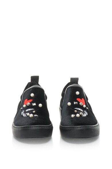 Fiorucci Pantofi slip-on de catifea, brodati, cu margele Femei