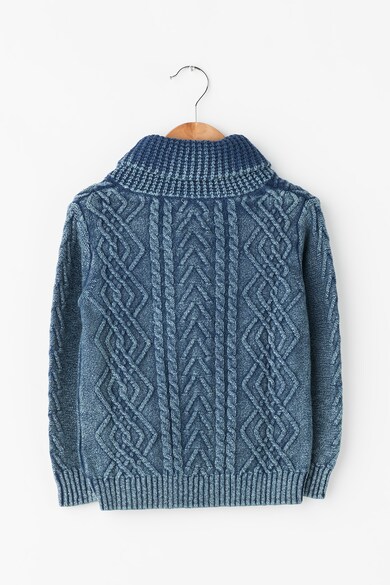 Pepe Jeans London Pulover din tricot cu torsade si mansete striate Edgar Jr Baieti