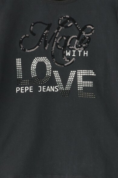 Pepe Jeans London Bluza cu decolteu rotund, strasuri si margele Fete