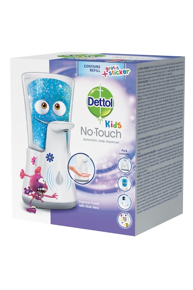 Dettol Dozator sapun lichid cu senzor  Kids No Touch pentru sapunul lichid + Rezerva sapun lichid Dettol Kids No Touch cu Aloe Vera, 250 ml Femei
