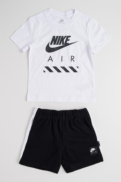 Set de tricou si pantaloni scurti cu imprimeu logo - 2 piese - Negru/Alb optic
