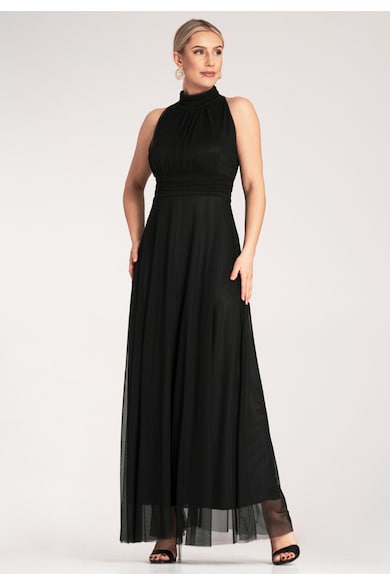 Rochie lunga de seara - neagra - poliester -