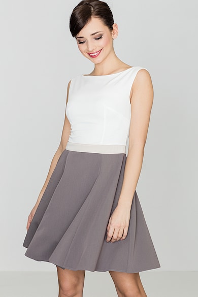 Rochie cocktail K083 - evazata - fara bretele - decupaj in talie - poliester-viscoza