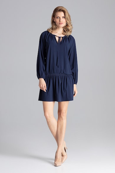 Rochie mini - bleumarin - volane - poliester