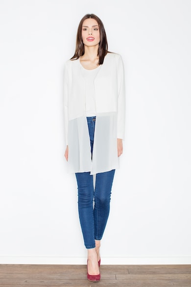 Cardigan dama - M441 - ecru - poliester si vascoza