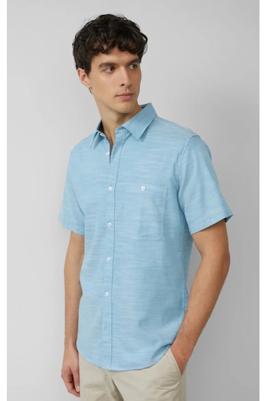 Camasa cu maneca scurta barbati - croiala Slim Fit si design cu un singur buzunar - Albastru deschis