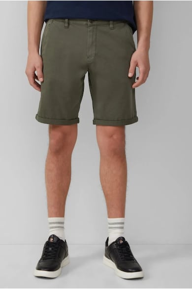 Q/S by s.Oliver Pantaloni scurti chino barbati - John - cu talie medie si croiala Regular fit - Verde inchis - Verde inchis