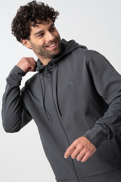 Hanorac cu fermoar si buzunare laterale - Gri inchis