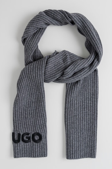 Fular striat din lana virgina cu logo HUGO (50527826-034) | Fashion Days