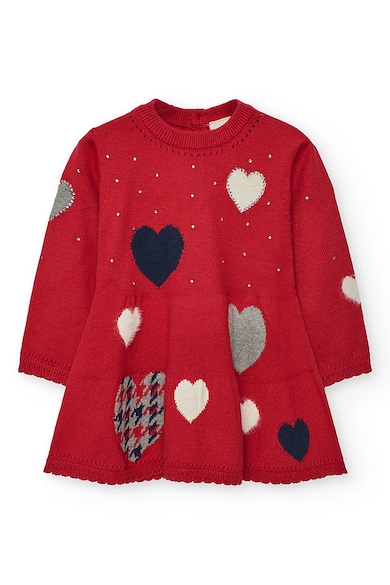 Rochie tricotata cu model inimioare - Rosu
