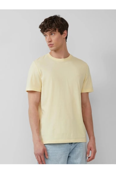 Tricou barbati cu decolteu la baza gatului - din bumbac cu croiala Regular Fit - Galben deschis - Galben deschis