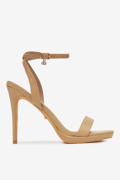 Sandale cu toc Material Sintetic - Culoare Bej - Bej
