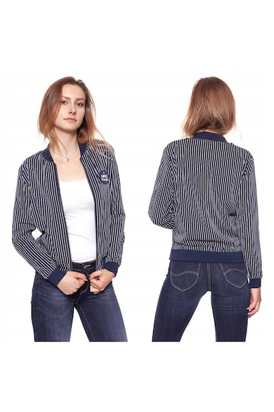 Jacheta De Tranzitie - Stripes Bomber - Croiala Regulara - Fermoar - 100% Vascoza - 1 Buzunar Pe Piept - XS - Alb - 1 Bucata
