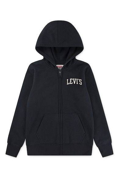 Hanorac cu imprimeu logo si fermoar - Alb/Negru